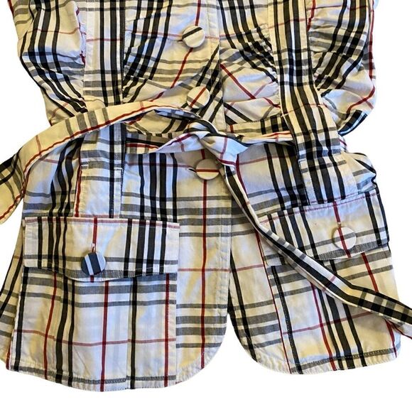 EUC Jane Blue Plaid Belted Shirt - Picture 5 of 10